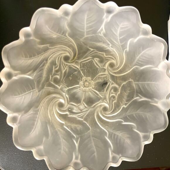 Vintage Frosted Indiana Glass Wild Rose 9"‎ Vegetable Bowl - Picture 1 of 9